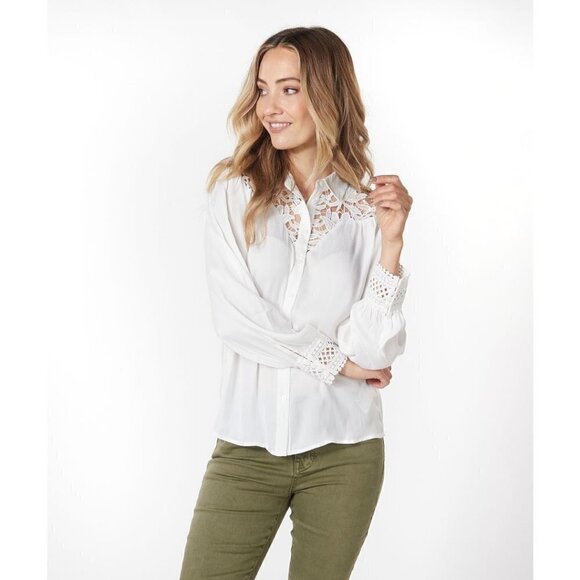 NWT ESQUALO White Crochet Lace Blouse - Picture 1 of 8